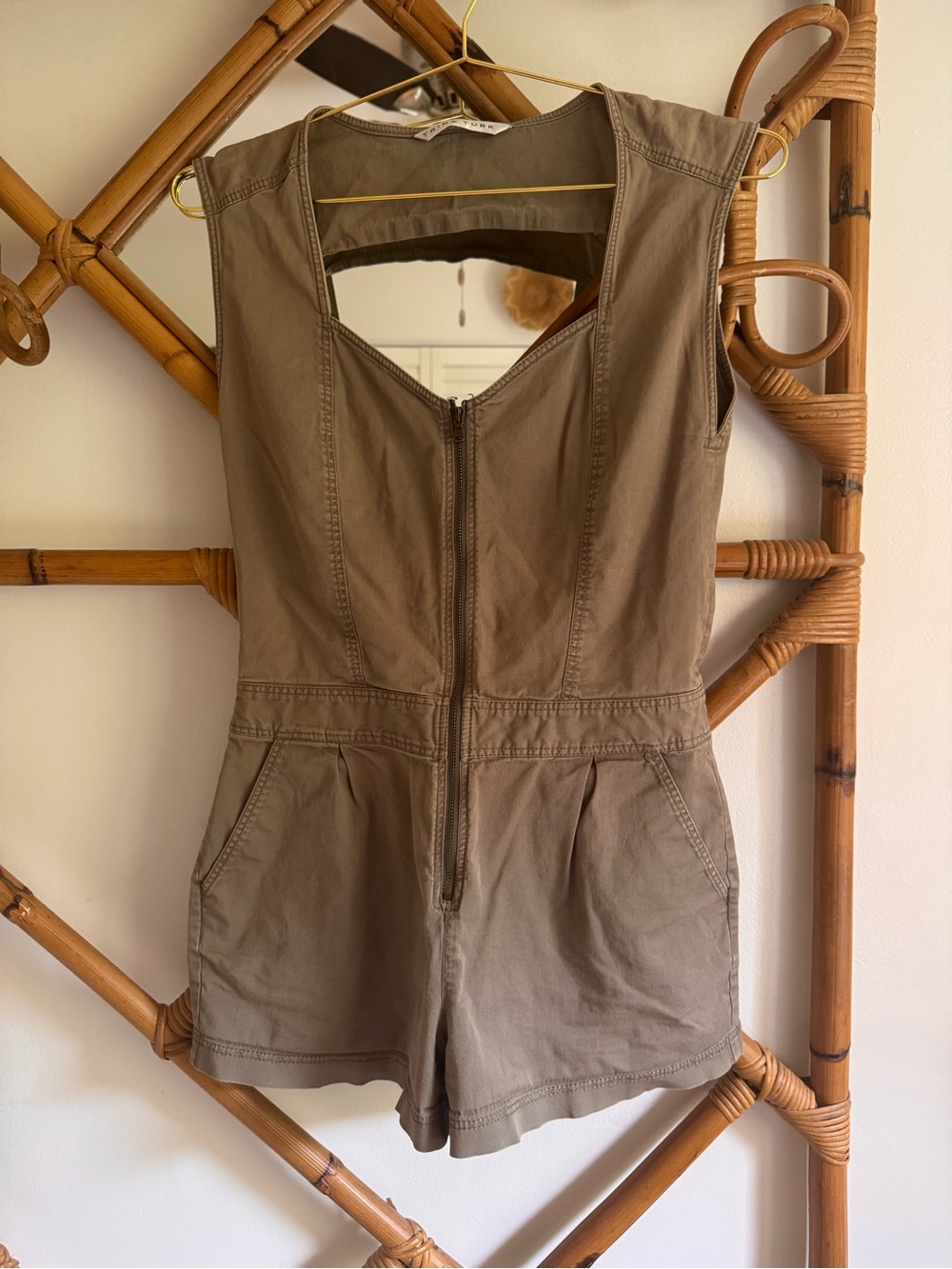 Trina Turk Olive Green One-Piece Utilitarian Romper
